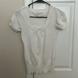 White Knit Short Sleeve Top - Fair